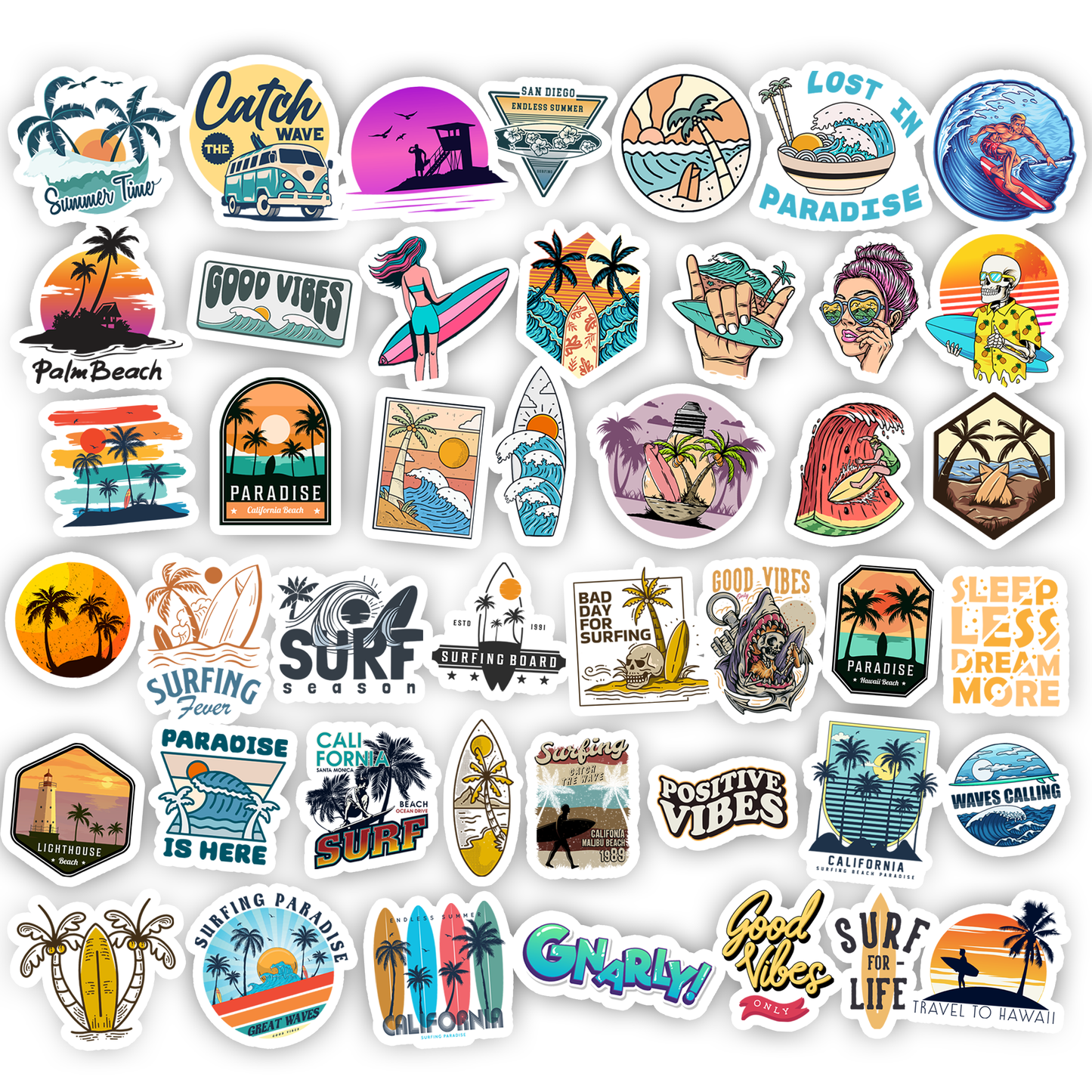 50Pc Surf Sticker Bomb