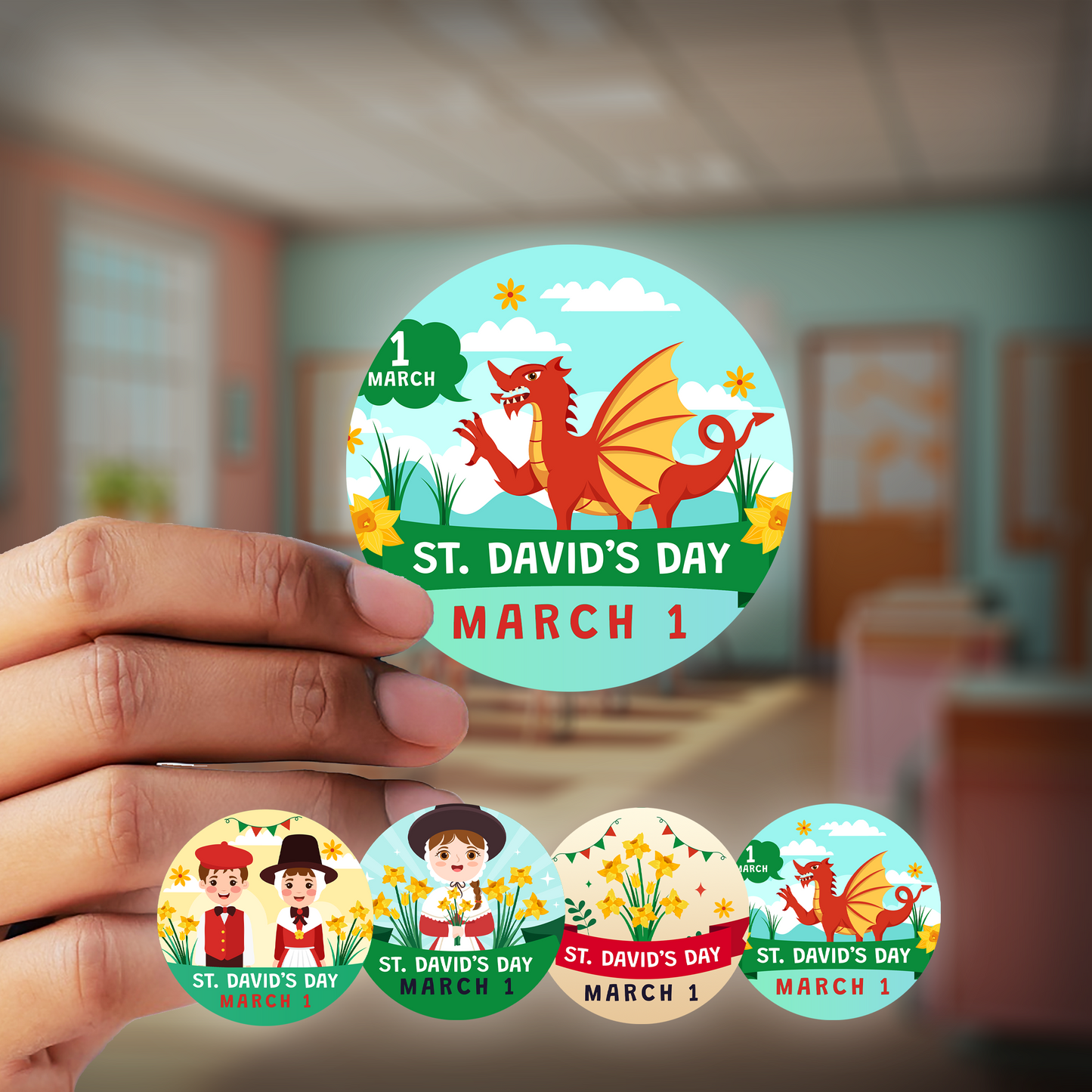 St Davids Day Award Stickers