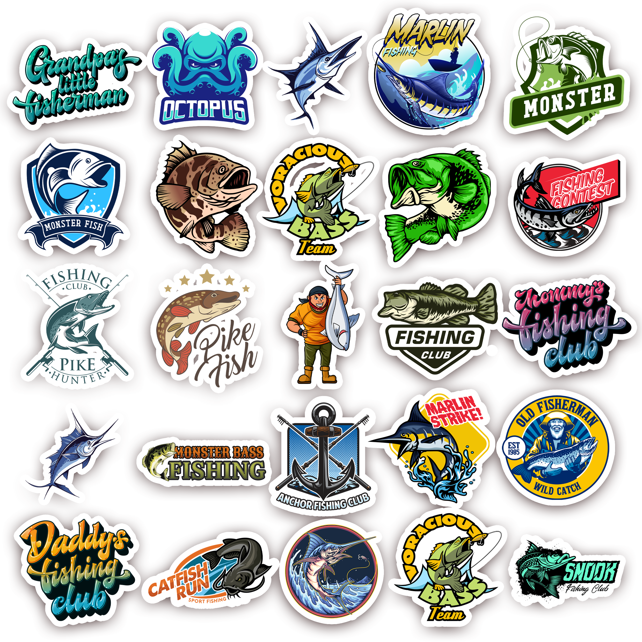 25Pc Fishing Sticker Bomb