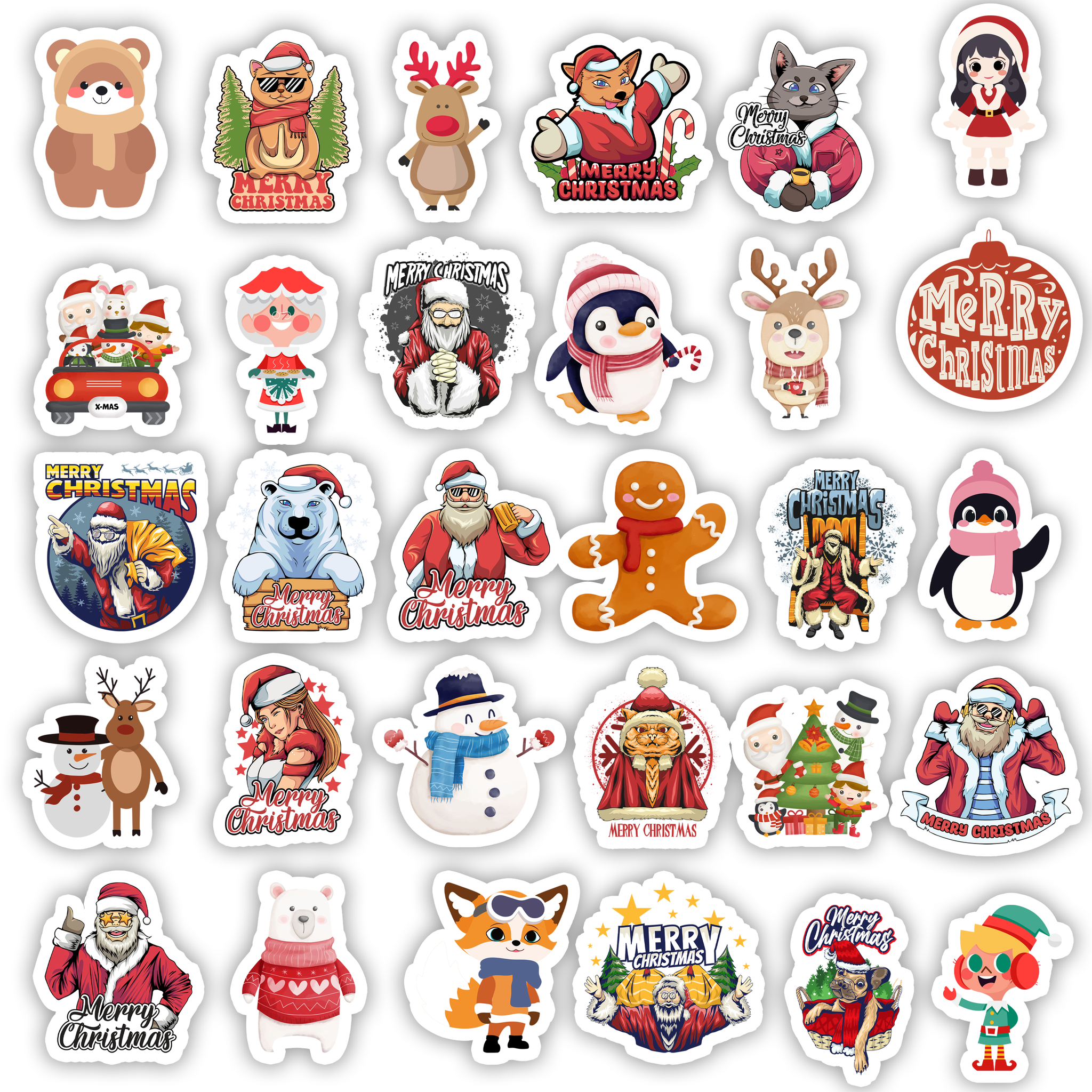 30Pc Christmas Santa Stickers Kids