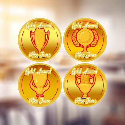 Gold Award Personalised Teacher Stickers