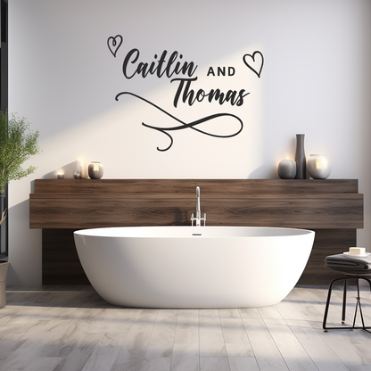 Couple Names With Hearts Custom Wall Sticker Decal