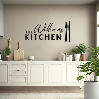 Family Kitchen Knife and Fork Custom Wall Sticker Decal