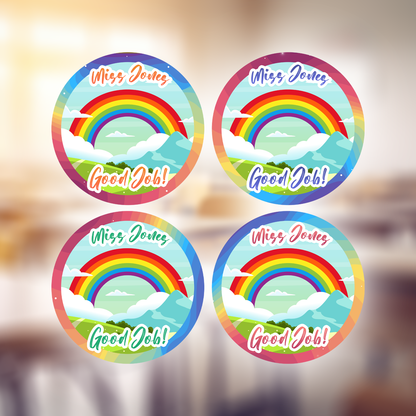 Rainbow Personalised Teacher Stickers