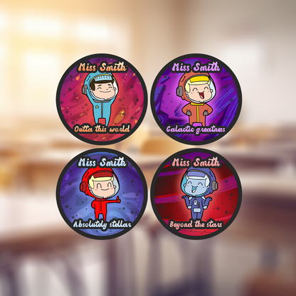 Planet Astronauts Personalised Teacher Stickers