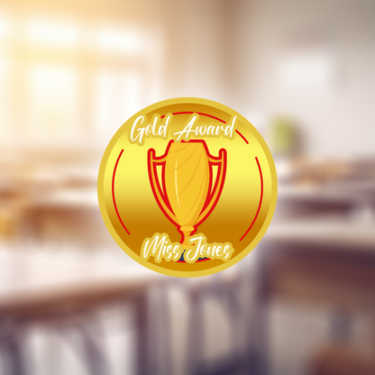 Gold Award Personalised Teacher Stickers