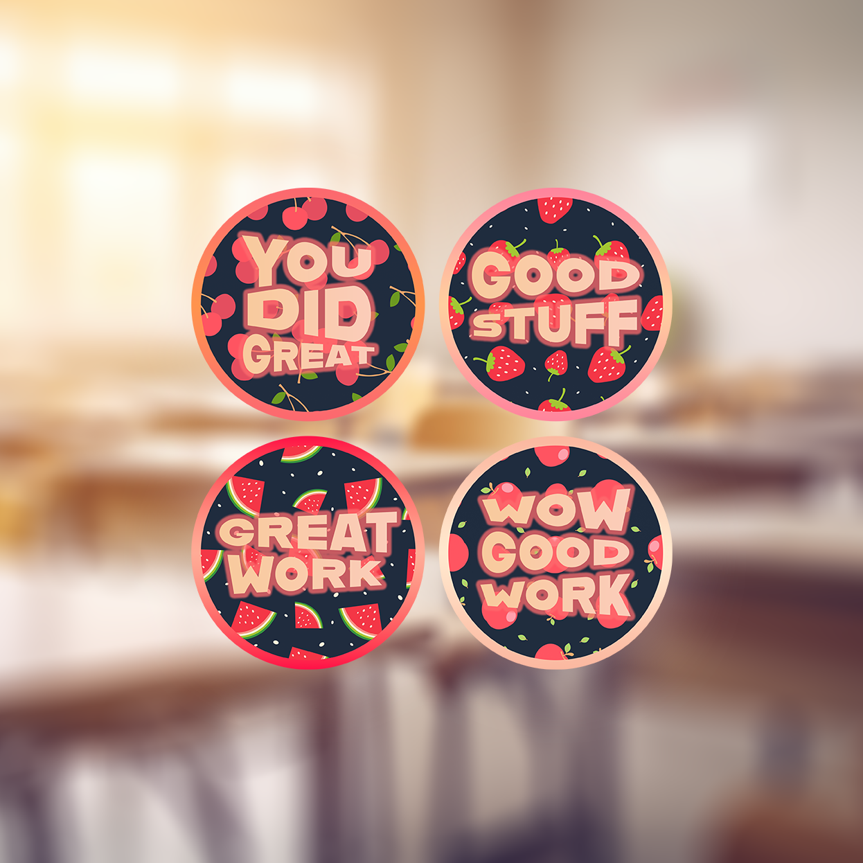 Red Fruits Scented Award Teachers Stickers