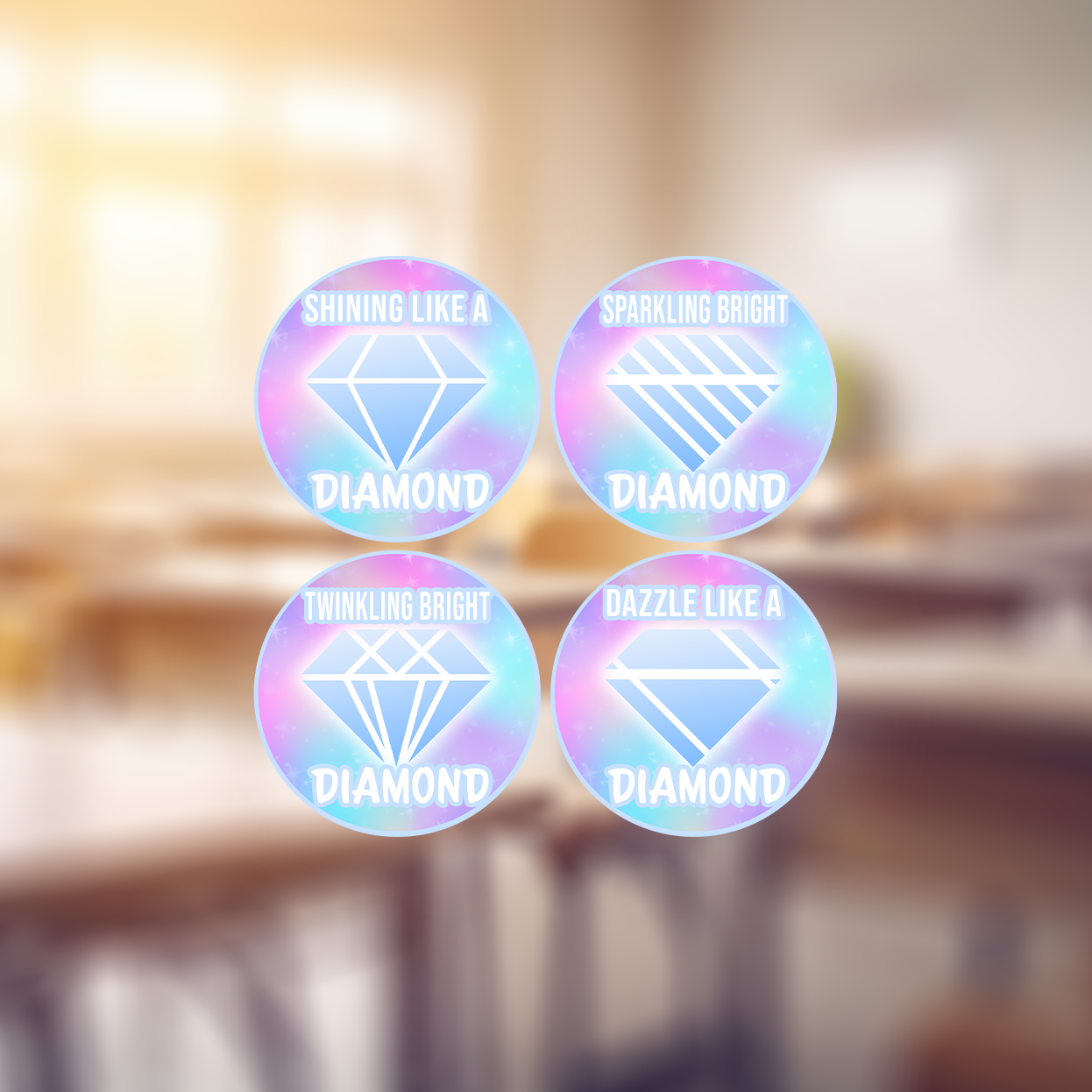 Diamond Award Holographic Teachers Stickers