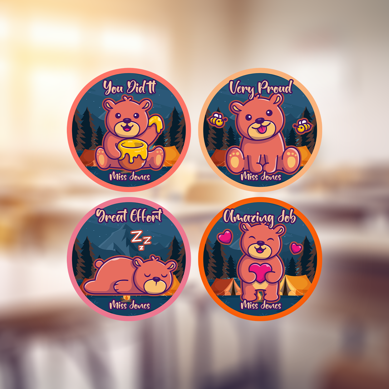 Honey Bears Personalised Teacher Stickers