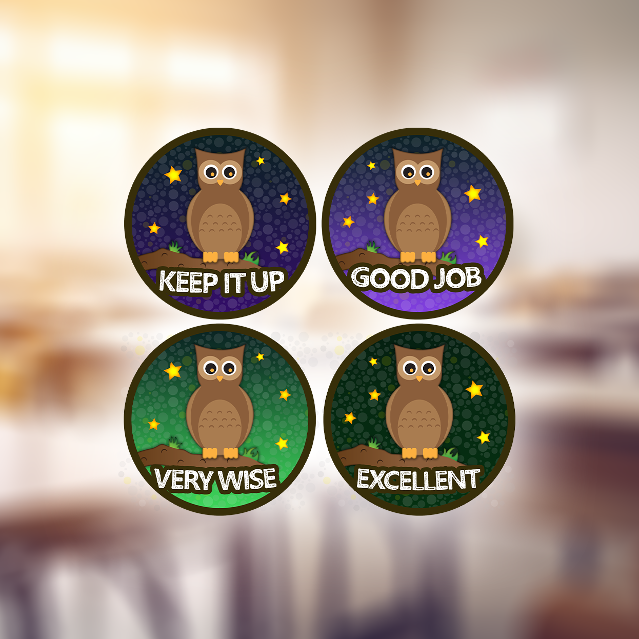 Holographic Book Owl Award Teachers Stickers