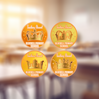 Award Crowns Holographic Teachers Stickers