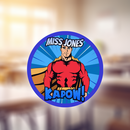 Superhero Personalised Teacher Stickers