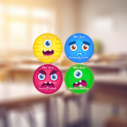 Monster Faces Personalised Teacher Stickers