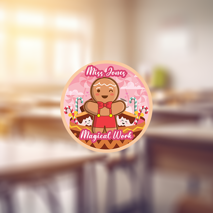 Gingerbread Men Personalised Teacher Stickers