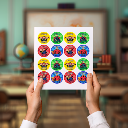 Superhero Personalised Teacher Stickers