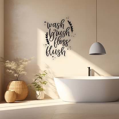 Wash Brush Floss Flush Wall Sticker Decal